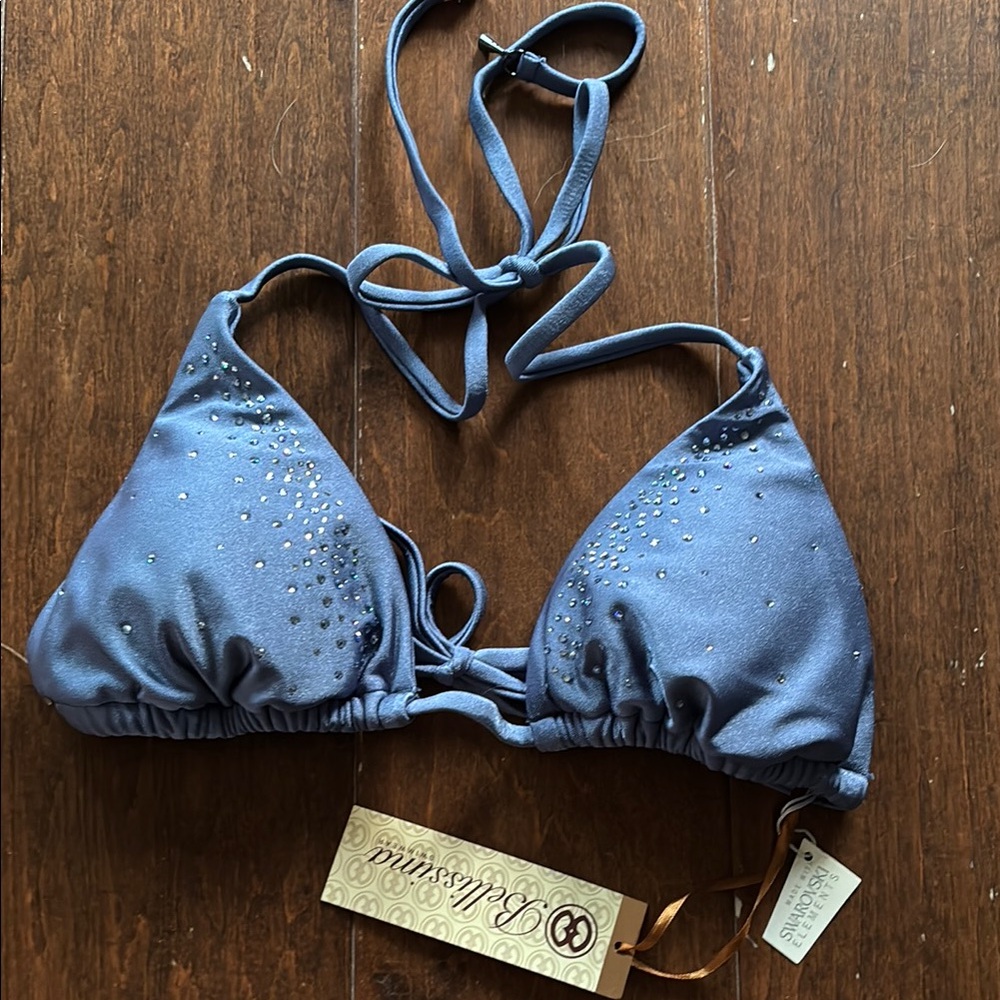 Blue Rhinestone Bikini Top by Becca